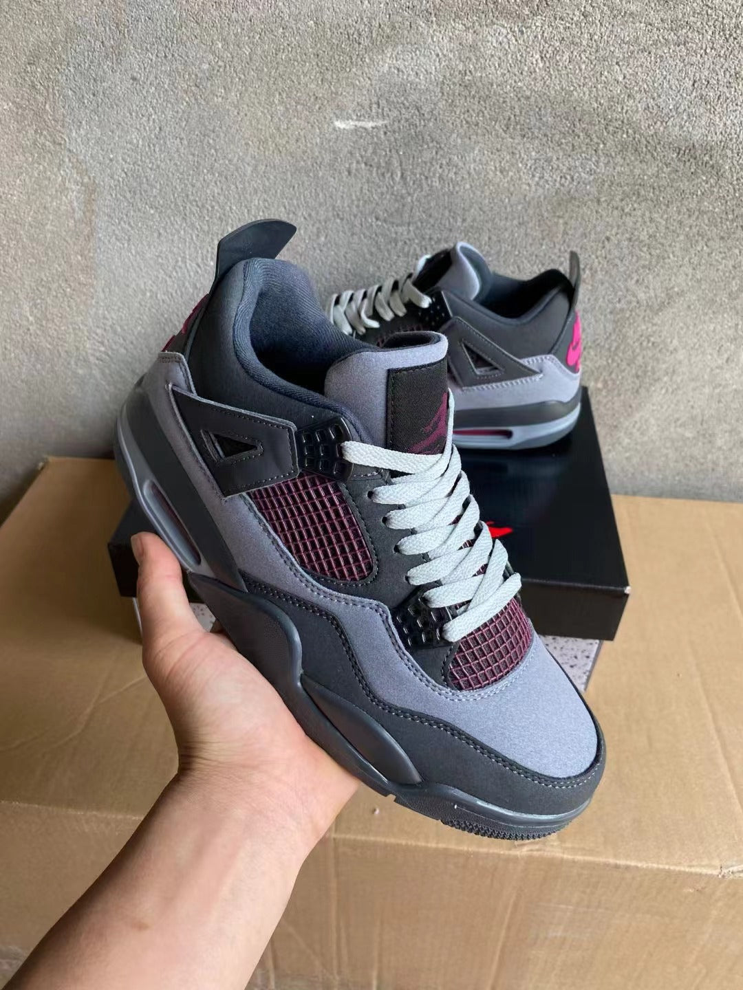 Air Jordan 4 Grey/Black/Pink | Unisex